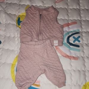 Baby Pink Quilted Vest and Pants Set